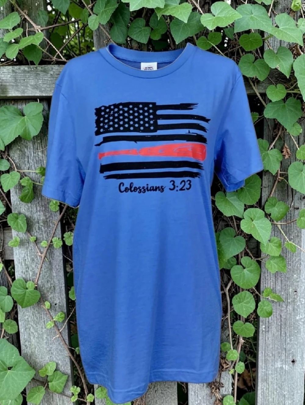 Colossians 3:23 American Flag With A Baseball Bat